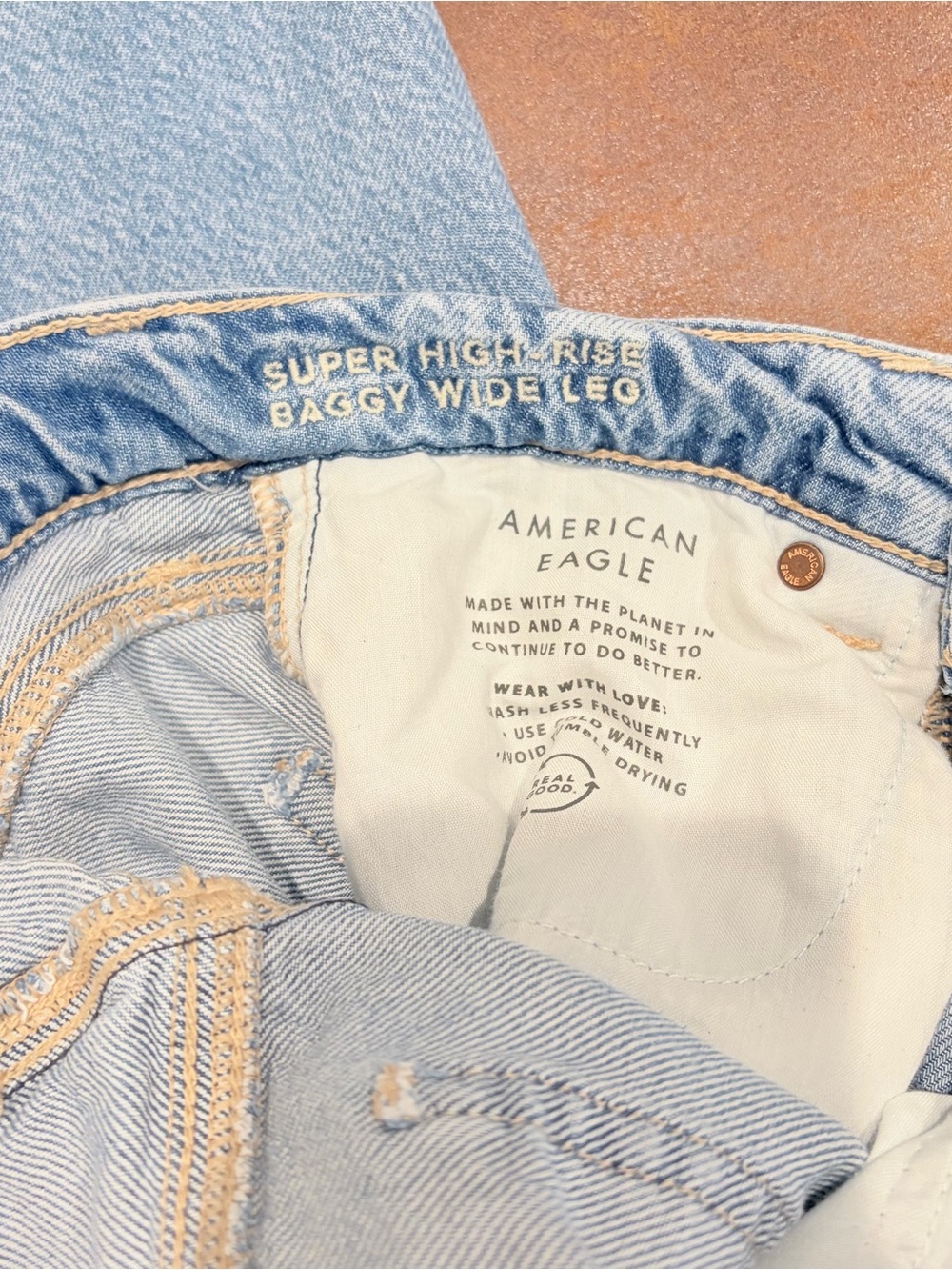 American Eagle Baggy Wide Leg Jeans Y2K Coastal Cowgirl Grungecore 8 - Picture 9 of 14